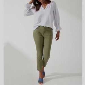 Tommy Bahama Boracay Slim Boyfriend Pants Khaki Army Green $110 NWT Size 4